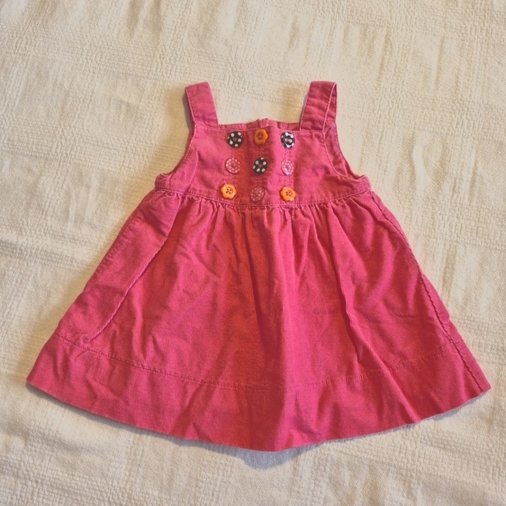 Gymboree girls 3-6 months pink corduroy dress buttons vguc
